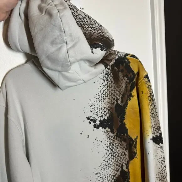 NEW 1017 ALYX 9SM Men's Hoodie Python Snake Print Gray Brown Sweatshirt Size XXL